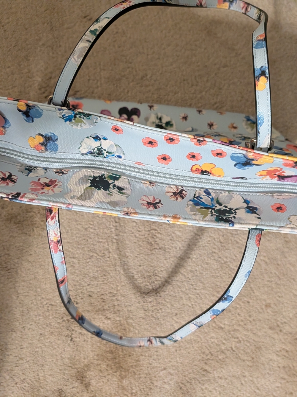 Nine West Pastel Blue Floral Tote - Picture 6 of 10